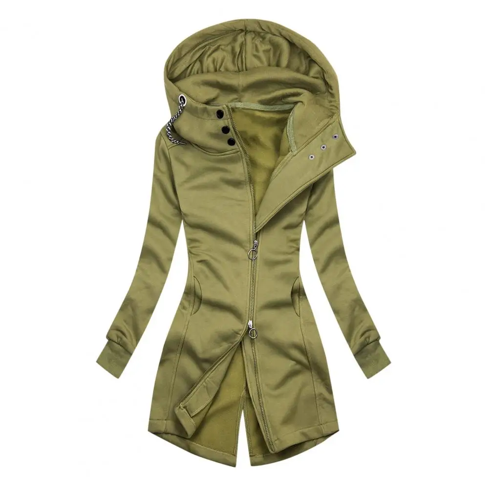 

2022 Women Jacket Long Hooded Coat Drawstring Printed Patchwork Coat Female clothing Autumn/Winter