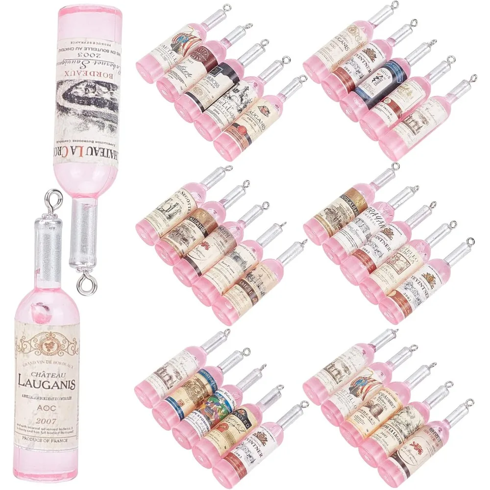 24 шт. 6 цветов подвески в виде бутылки вина смоляные с петлей серьги ожерелье