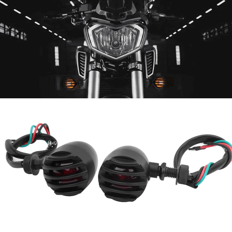 

1 Pair Universal Motorcycle Turn Signal Light Grill Bullet Indicator Lamps Blinker For Harley Sportster Bobber Chopper Custom
