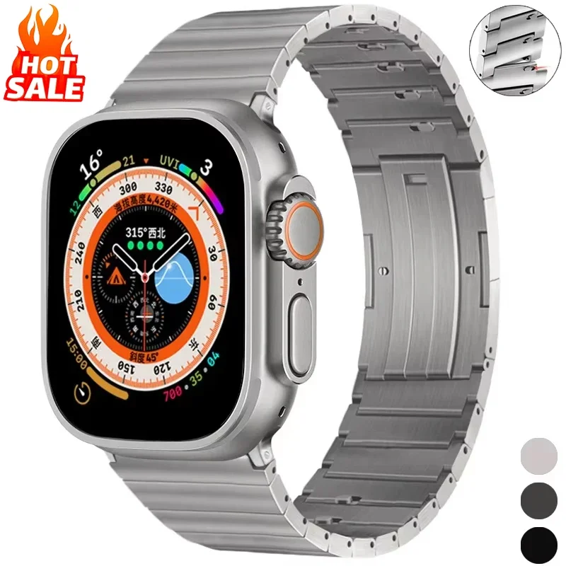 Титановый ремешок для Apple Watch Band Ultra 2 49 мм 46 45 44 42 Быстросъемный браслет IWatch Series 10 9 8