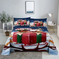 christmas present 0 91 21 51 82 0m digital printing polyester bed flat sheet with pillowcase print bedding set