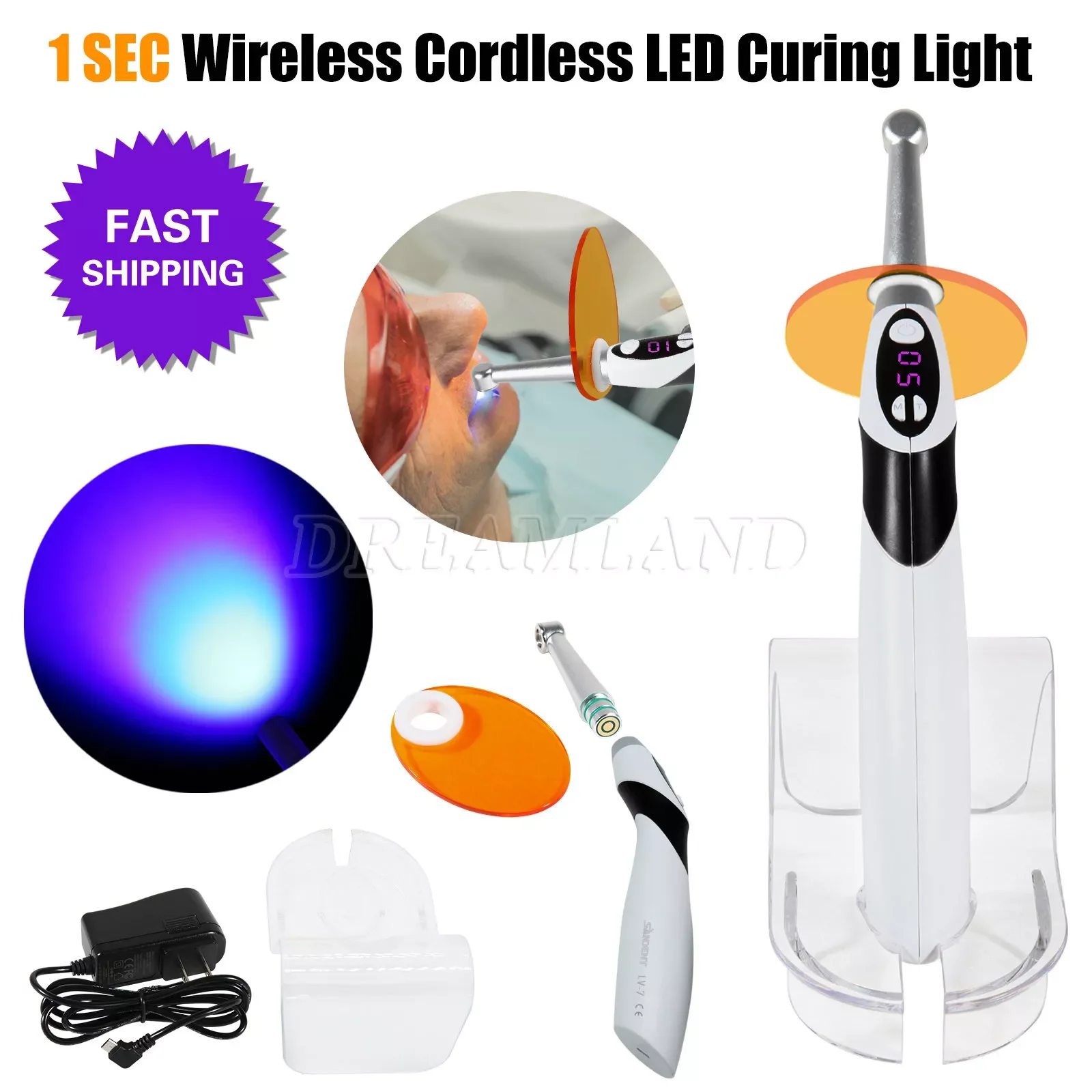 3 цвета стоматологическая беспроводная светодиодная лампа 1 секунда для