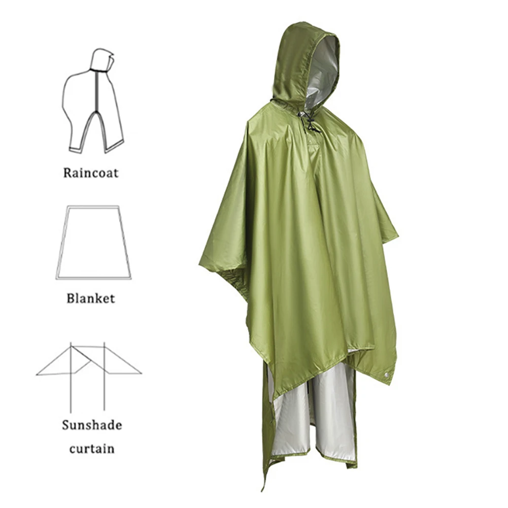 

3 In 1 Multifunctional Raincoat Waterproof Rain Poncho Backpack Hiking Rain Cover Motorcycle Outdoor Awning Camping Tent Mat NEW