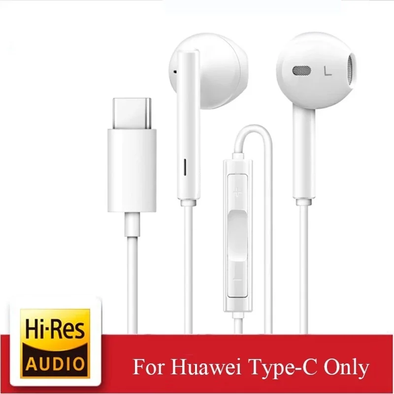 

For HUAWEI CM33 Earphone USB Type C In Ear Hearphone Headset With Mic HUAWEI Mate 10 Pro P10 P20 P30 Pro Note 10 Honor 9 10