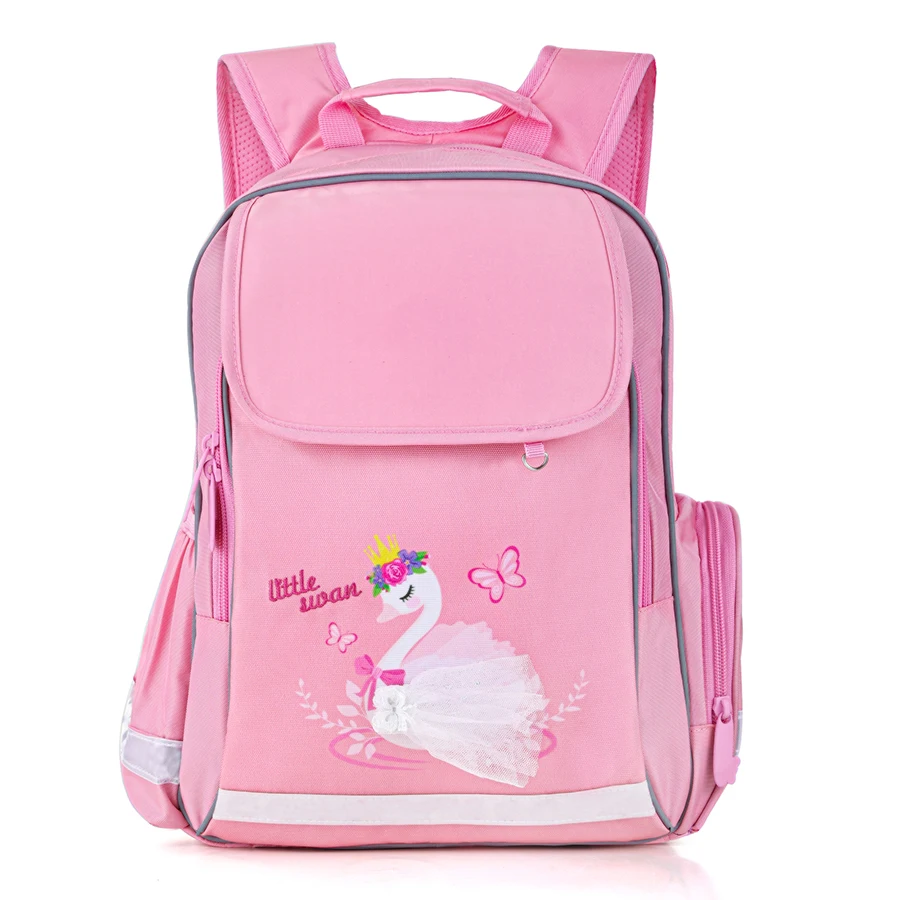 Kids Orthopedic Grade 1-5 School Backpack Beautiful Swan Print School Bags for 5-10 Years Girls Bagpack Satchel Mochila Infantil