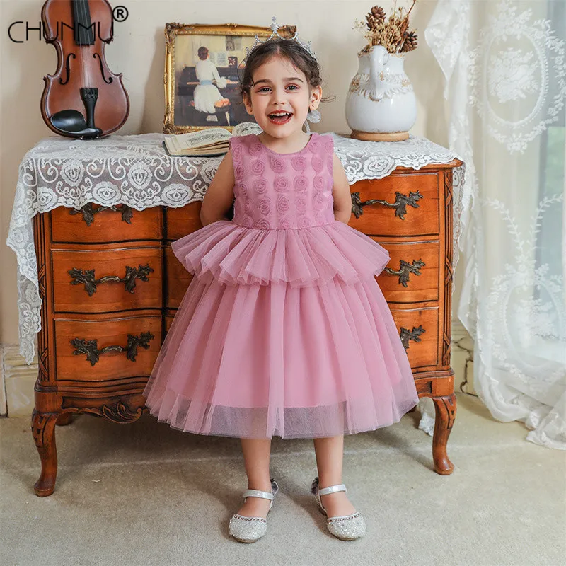 

Кружевное Сетчатое платье принцессы для дня рождения для девочек; Вечерние платья-пачки для дня рождения; Костюм для маленьких девочек с об...