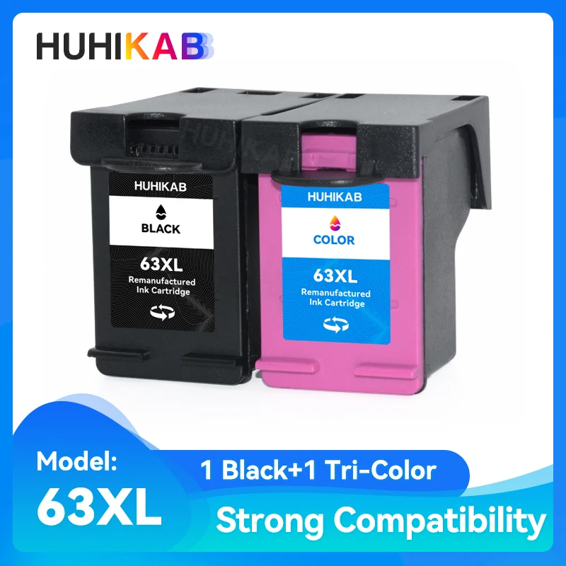 

HUHIKAB 63XL Remanufactured Ink Cartridge Replacement For HP 63 XL Deskjet 1110 1111 1112 2130 2131 2132 2133 2134 2136 Printer