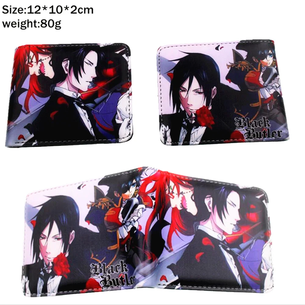 

Anime Black Butler Ciel Leather Wallet Bifold Short Casual Teenager Coin Pocket Photo Card Holder Layers Young Cartoon Purses