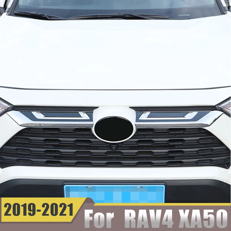 Rejilla superior delantera de coche, moldura de moldura, cubierta, accesorios de modificación, para Toyota RAV4, 2019, 2020, 2021, 2022, XA50 ABS