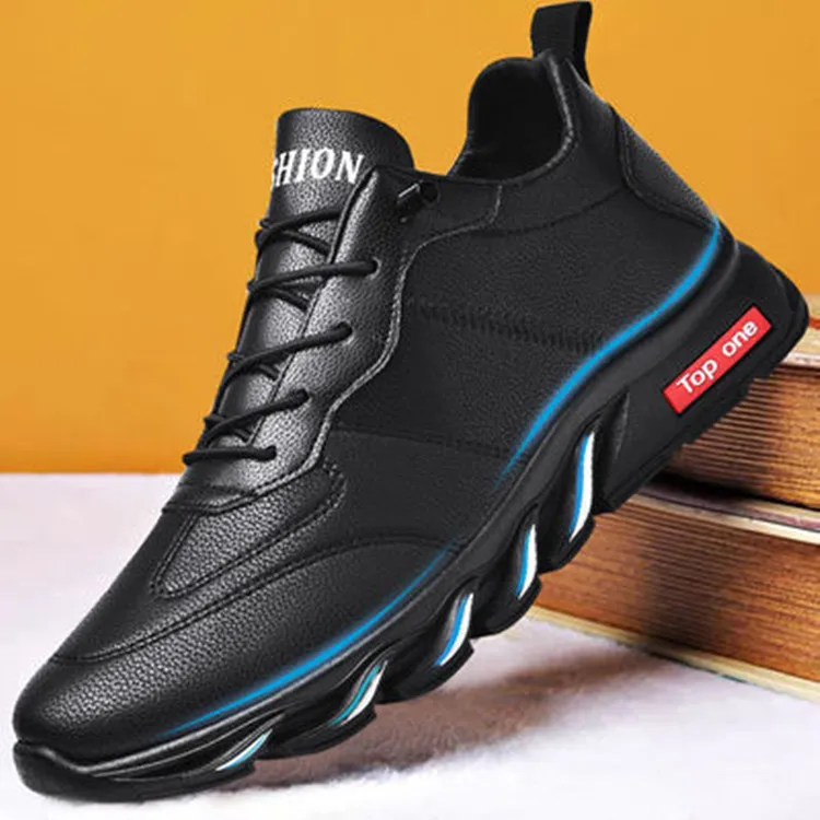 

Новинка Осень-зима 2021, мужские повседневные белые туфли, светильник кие мягкие Нескользящие мужские повседневные туфли из ПУ кожи, увеличив...