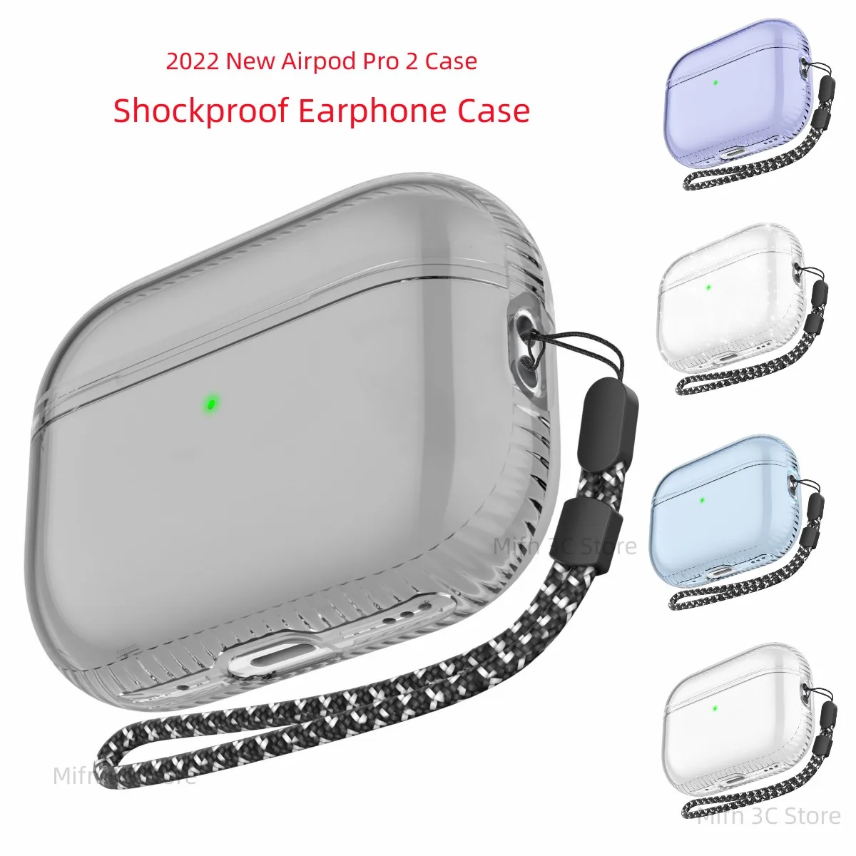

Transparent Case For AirPods Pro 2 2022 Soft Shockproof Full Protect case With lanyard Wireless Earphone Case For Airpod Pro 2