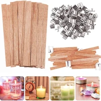 wood candle wicks 30pcs with iron stand soy parffin beewax wick candle cores environmental friendly wick diy candle making kit
