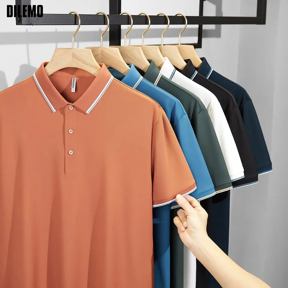 

Мужская бесшовная рубашка-поло, однотонная Повседневная рубашка с коротким рукавом, лето 2023