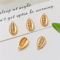 new creative real gold color plated brass crystal shell charms for diy earrings necklace pendant jewelry making accessories