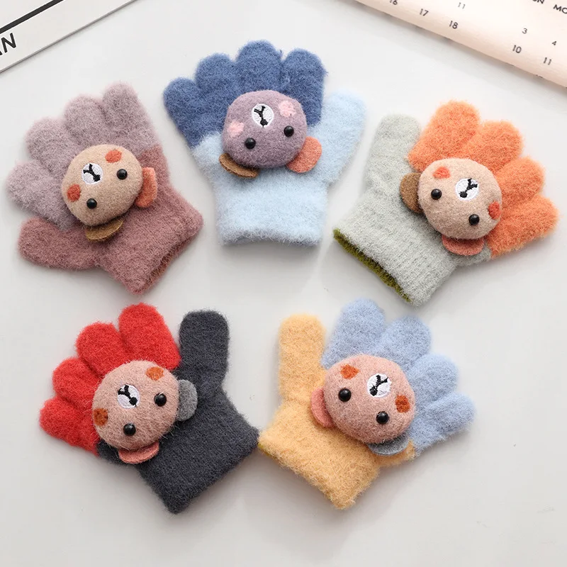 

0-2 Years New Arrival Winter Boys Girls Knitted Gloves Warm Full Finger Mittens Gloves for Children Toddler Kids Winter Gloves
