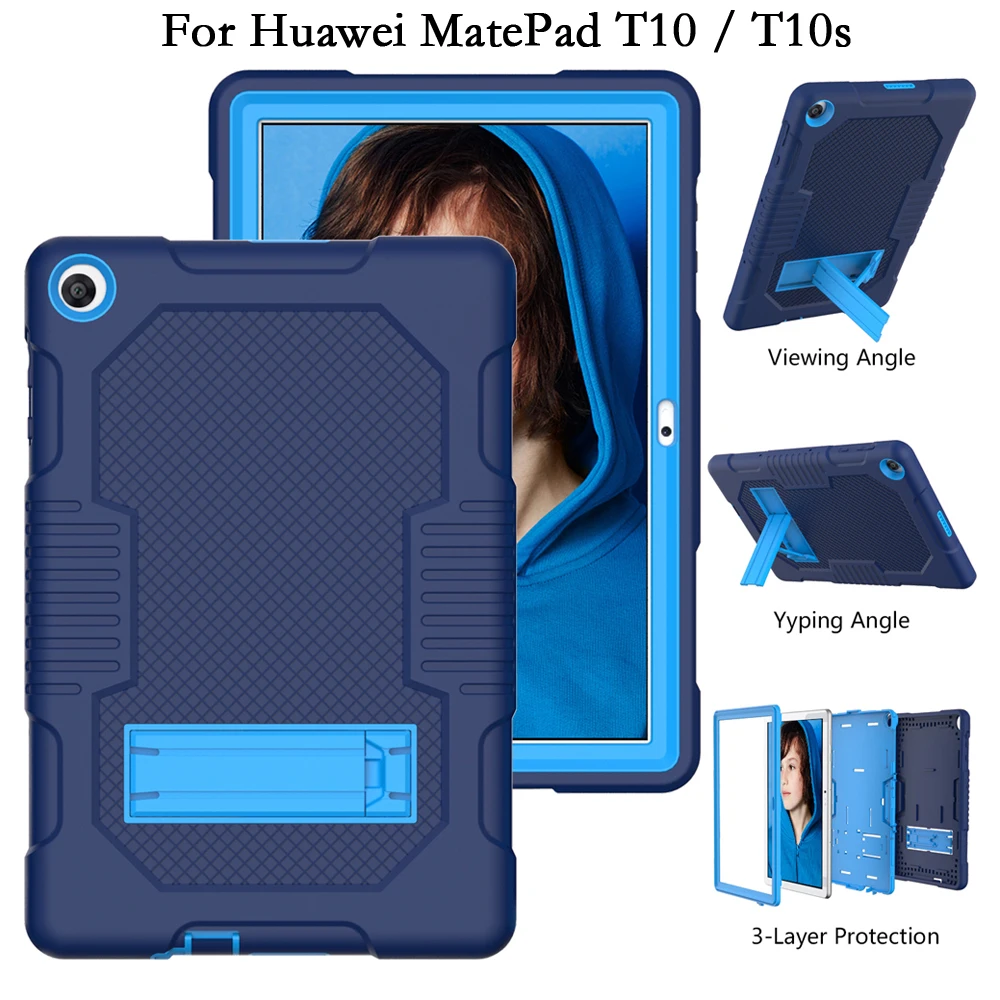 

Heavy Shockproof Stand Fundas Tablet Case for Huawei Mate Pad MatePad T10 T10S T 10s MatePadT10 Cover Hard PC TPU Silicone Shell