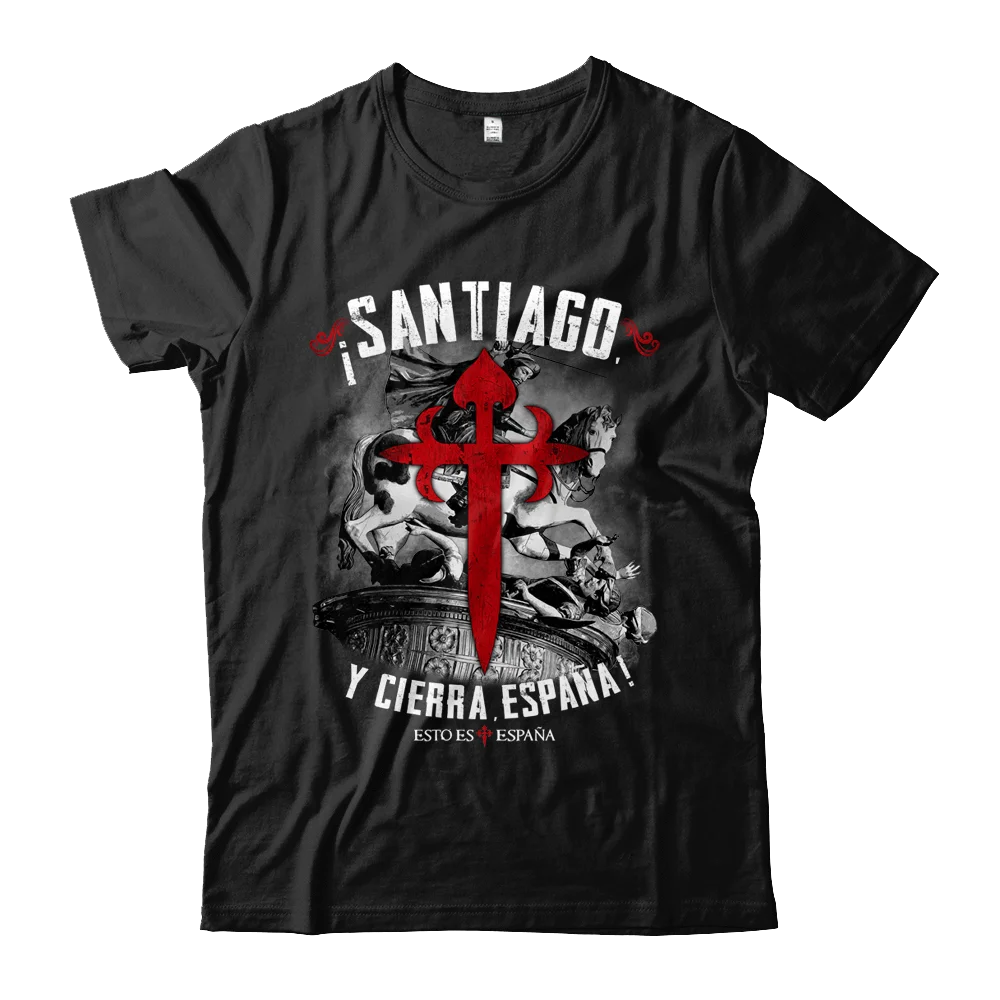 

¡Santiago, Y Cierra, España! Spanish Patriotic Military T Shirt. New 100% Cotton Short Sleeve O-Neck T-shirt Casual Mens Top