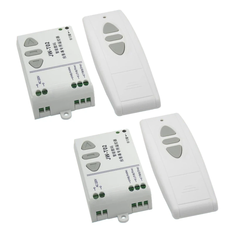 

2X JW-T02 AC 220V Motor Wireless Remote Control Switch UP Down Stop Tubular Motor Controller Forward Reverse RX Latched