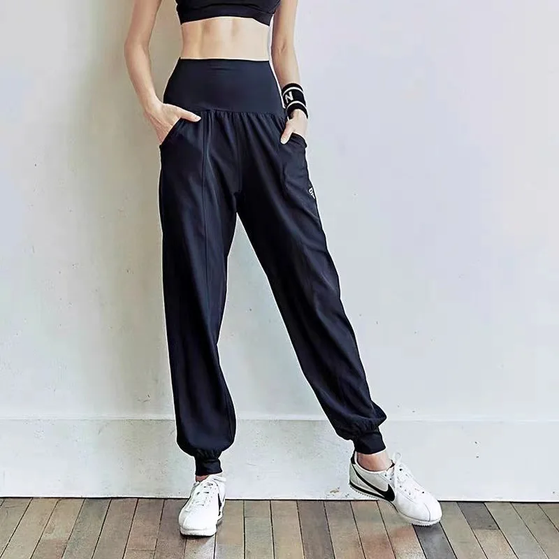

Sports pants women's summer loose running leisure training fitness pants thin fast drying high waist legged Yoga Pants