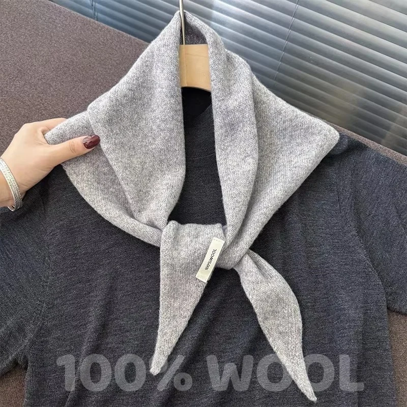 В'язаний шарф Жіночий 100% вовна Зимові теплі шарфи Яскравий однотонний дизайн Потовщена шаль М'який трикутник Пашміна шиї 2025 НОВИНКА