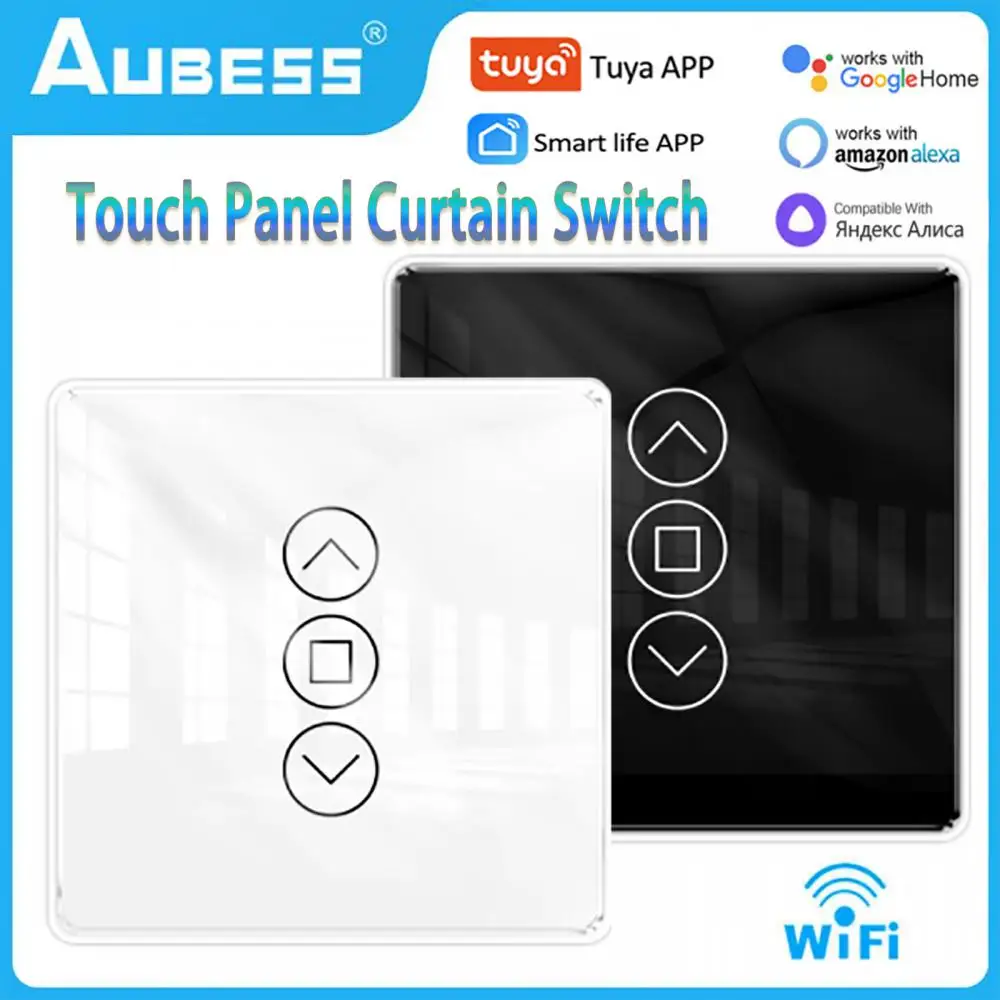 

Tuya Smart Curtain Switch Roller Shade Motor Wall Switches Smart Life Setting Alice Alexa Google Home Touch Black White Panel