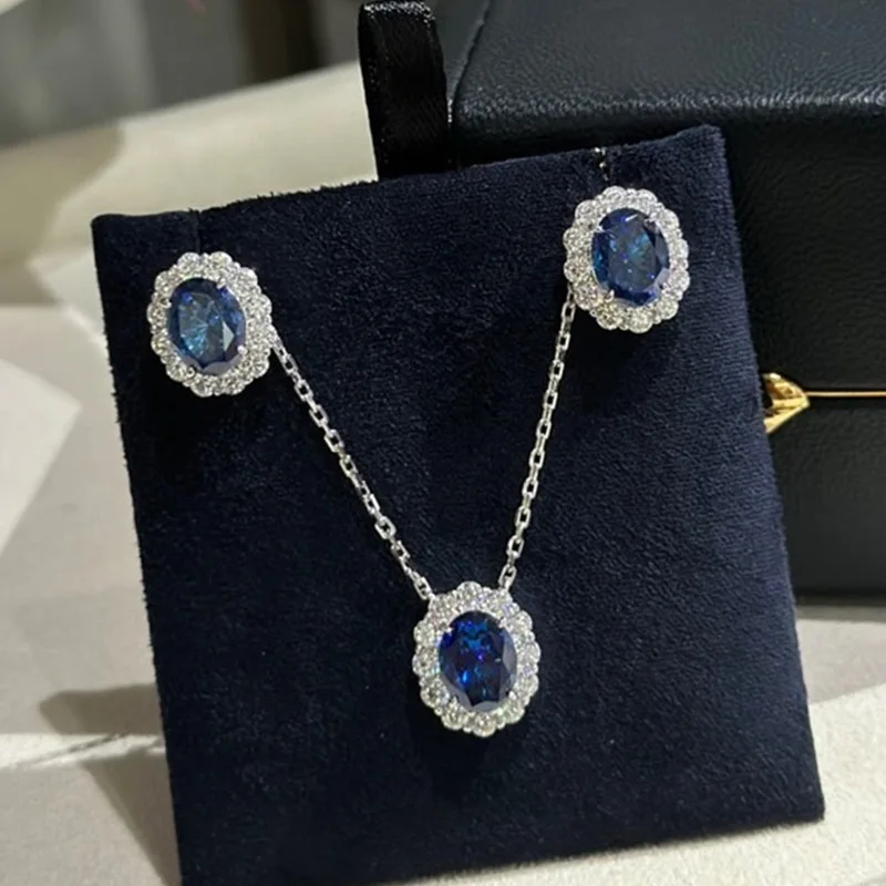 S925Серебряный искусственный бриллиант овальный ручная инкрустация