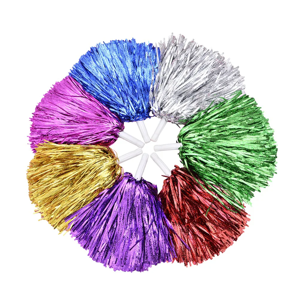 

Pom Poms Cheer Pompomfoil Dance Ring Metallic Cheerleading Party Girl Diy Cheering Hand Flowers