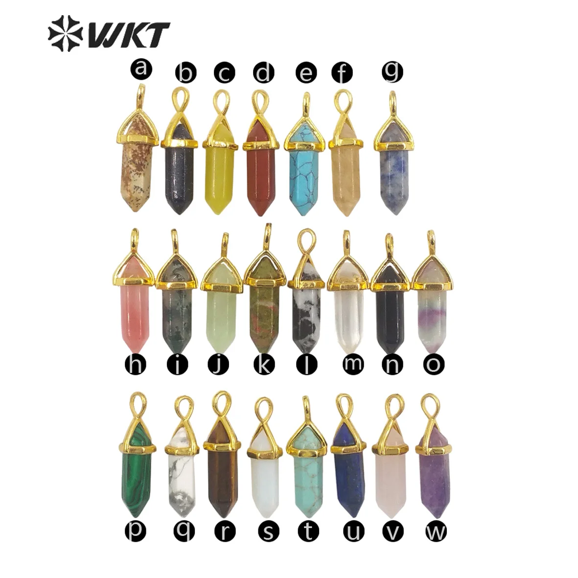 Фото WT-P1864 WKT 2025 Красочный роскошный кулон из натурального камня с золотым покрытием, новинка, аксессуар для вечеринок, модные украшения для женщин №4