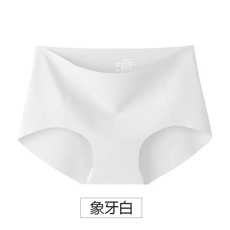 Traceless Women's Underwear Ice Silk Breathable Pure Cotton Crotch Mid Waist Girls' Pant Head