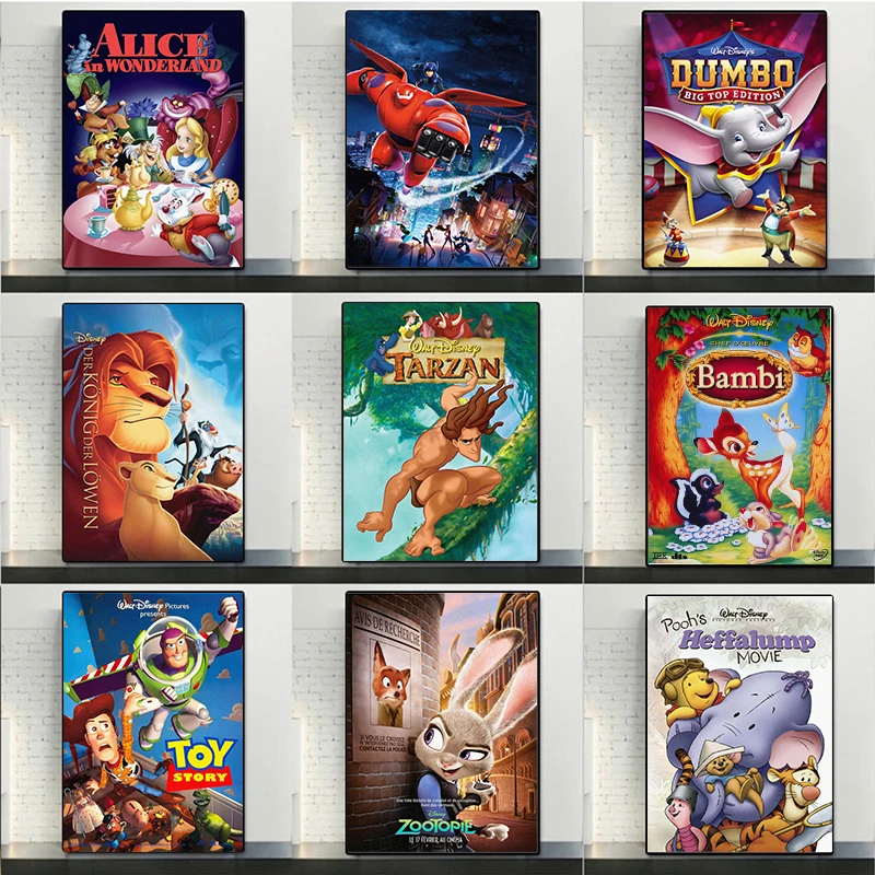 

Постеры и принты классических мультяшных фильмов Диснея для детской спальни Микки Маус Король льва Картина на холсте настенное искусство домашний декор