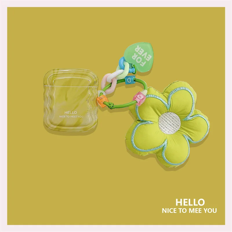 

Matcha Green Flower Pendant Case for Apple AirPods 1 2 3 Pro Cases Cover IPhone Bluetooth Earbuds Earphone Air Pod Pods Case