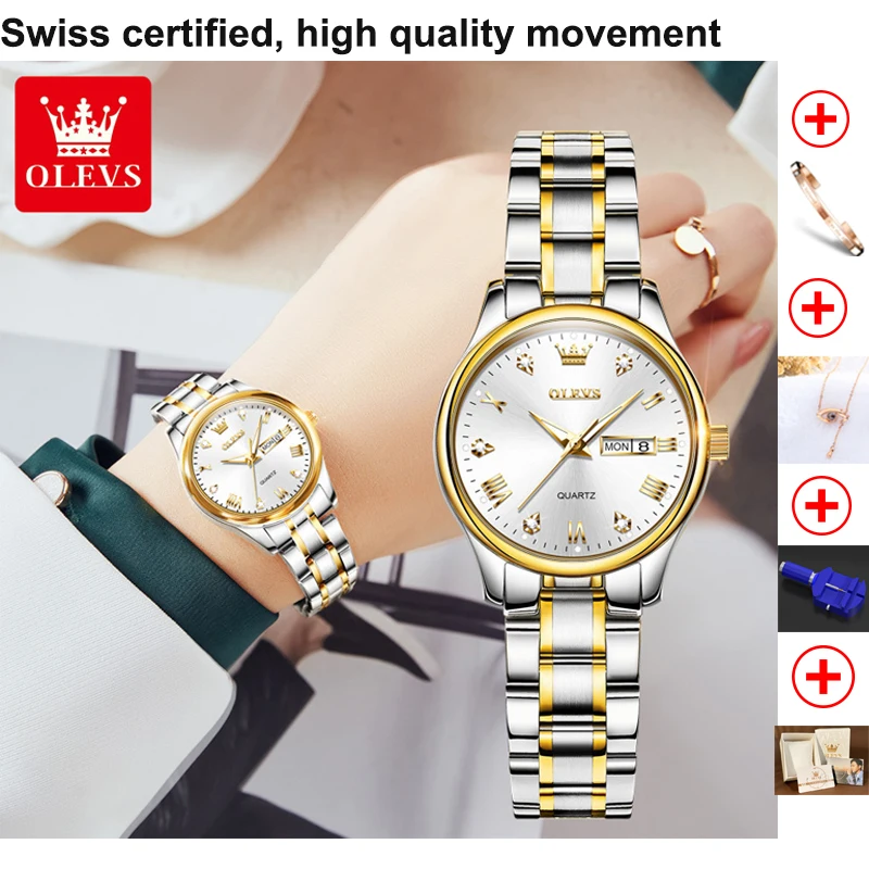 

OLEVS 100% Original Ladies Watch Top Brand Luxury Fashion Waterproof Stainless Steel Analog Quartz Watch Women Gifts 2022 T Gift