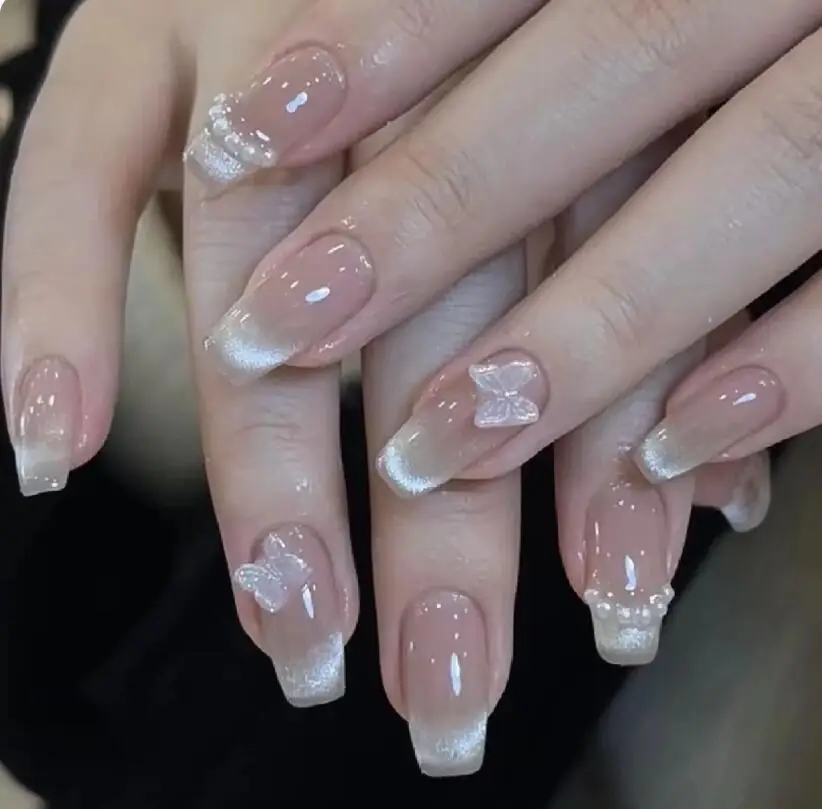 1 коробка Аврора Красочные бабочки декоративные ногти 3D AB &amp розовый 6 мм милые