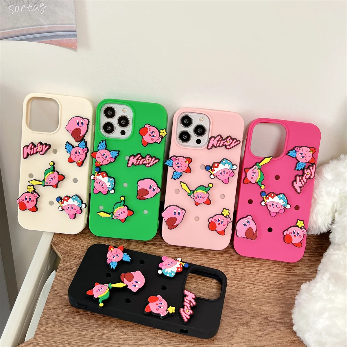 

3D Cartoon Game Kirbies Silicone Soft Phone Case for IPhone 14 13 12 11 Pro Max 14 Pro Couple Anti-drop Back Cover Girl Gift