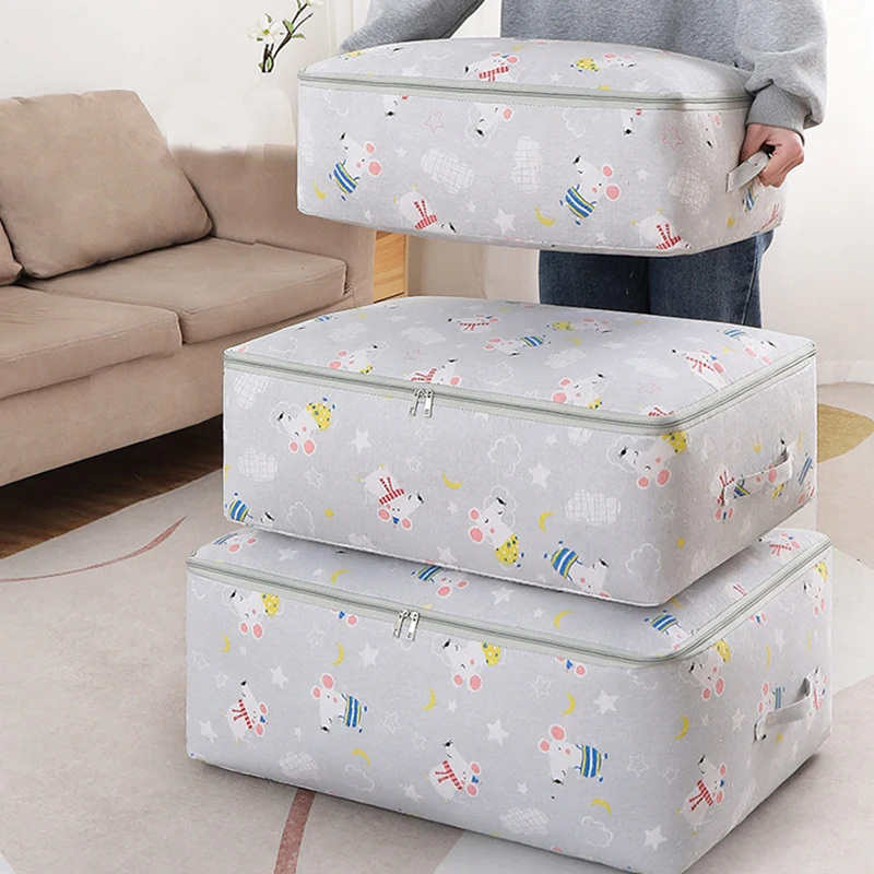 

Printed Quilt Clothes Storage Bag Folding Duvet Blanket Sorting Bags Dust-Proof Closet Under-Bed Storage Moistureproof Organizer