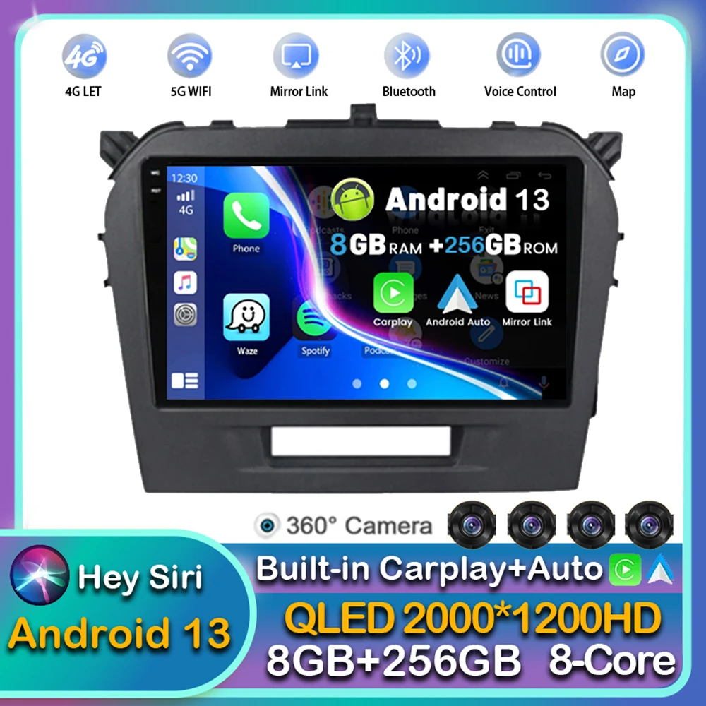 

Автомагнитола Carplay для Suzuki Vitara, мультимедийный стерео-видеоплеер на Android 13, Wi-Fi, 4G, BT, для Suzuki Vitara 2015, 2016, 2017, 2018, 2019