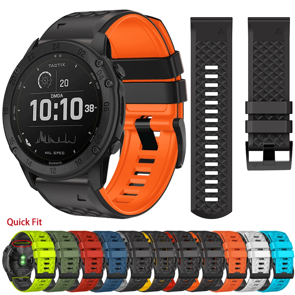 

Ремешок силиконовый для наручных часов, быстросъемный браслет для Garmin Тактический 7 Pro/tactical x Delta Bravo Fenix 7 7X 6 6X 5 5X/Epix, 22 мм 26 мм