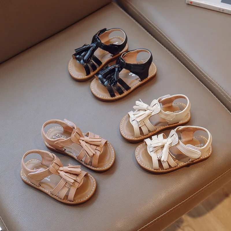 

New Lolita Fringe Kids Sandals for Girls Flat Heel Shoes Cool and Breathable Summer Beach Shoes Child Student Roman Shoes G03012