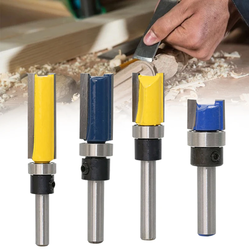 

1/4 Shank Template Trim Hinge Mortising Router Bit Straight end trimmer cleaning flush trim Tenon milling Cutter for Woodworking