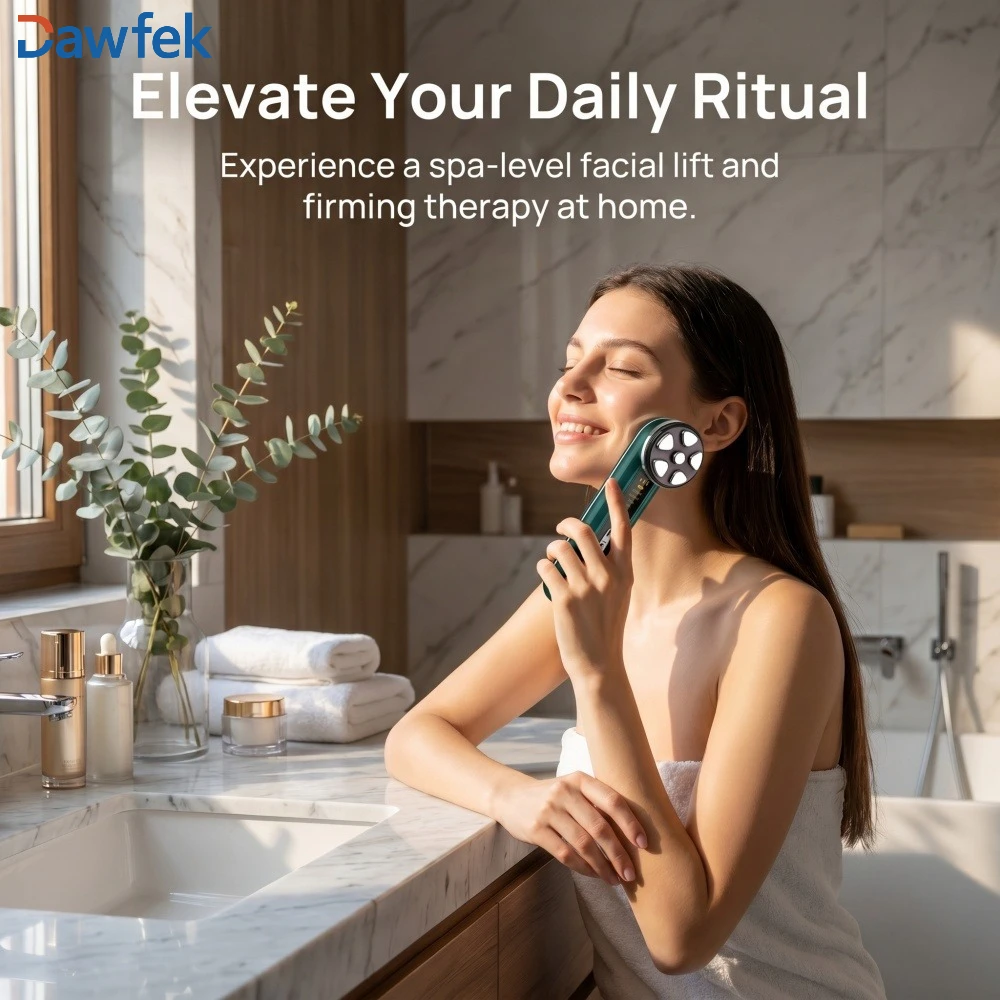 Фото LED RF-микротоковый ионный очиститель пор для лица, домашний SPA-аппарат для лифтинга, стимуляции коллагена, укрепления кожи и омоложения №1