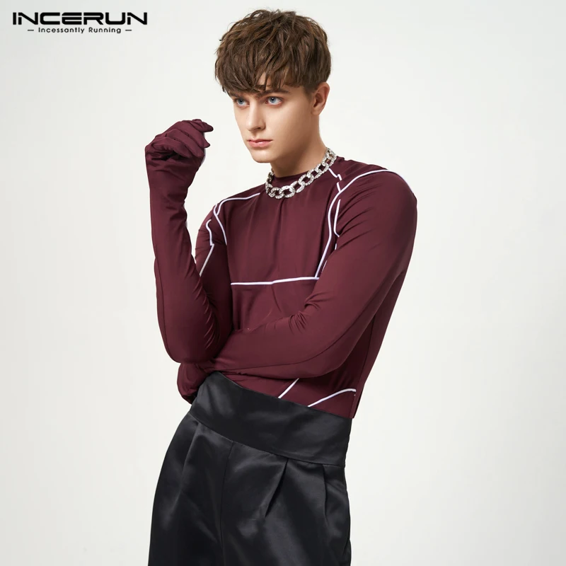 

INCERUN Tops 2023 American Style New Men's Splicing Structure Camiseta Casual Streetwear O-Neck Thimble Pullover T-Shirts S-5XL