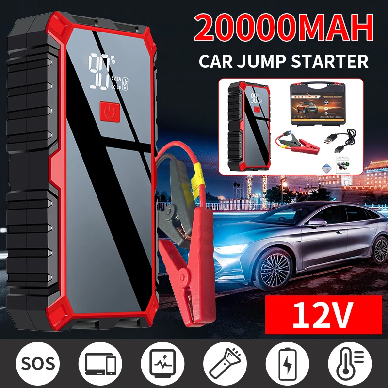 

12V Emergency Starting Device Petrol Diesel Car Jump Starter 20000mah Portable 1000A Car Charger For Battery Booster LED