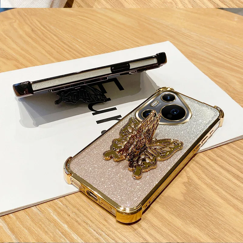 6D противоударный чехол-держатель-бабочка для телефона Huawei Pura 70 Ultra P70 P60 P50 P40 Pro P30