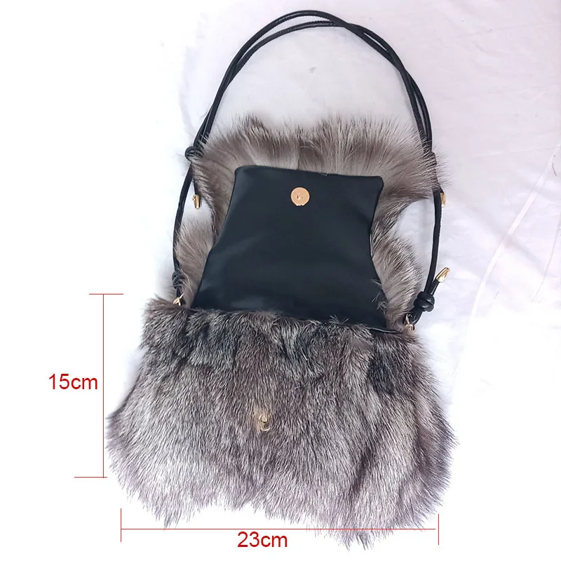 Женская зимняя сумка из натурального Лисьего меха модная теплая женская