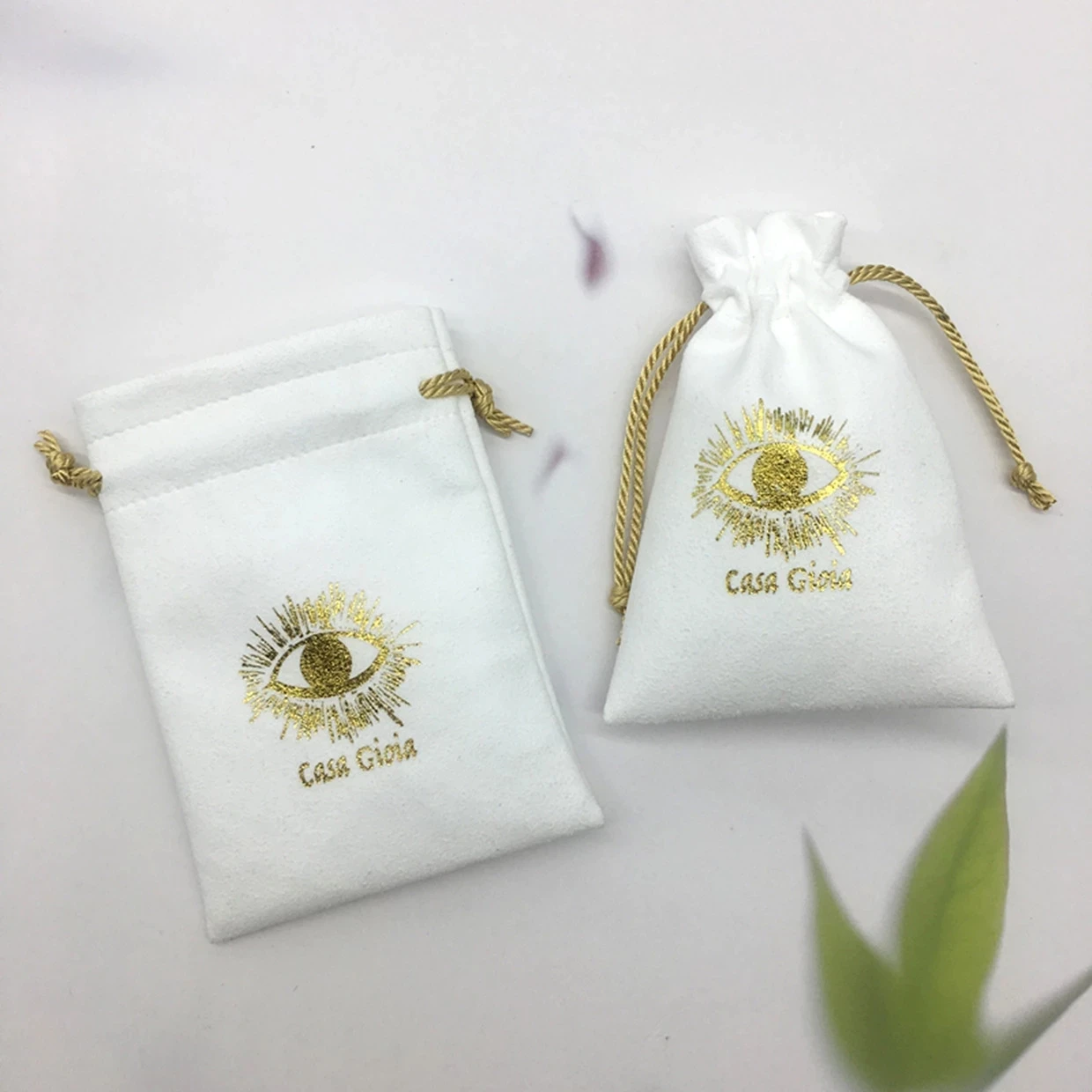 50pcs White high quality canvas bag double drawstring bag printing custom jewelry packaging dust bag free shipping