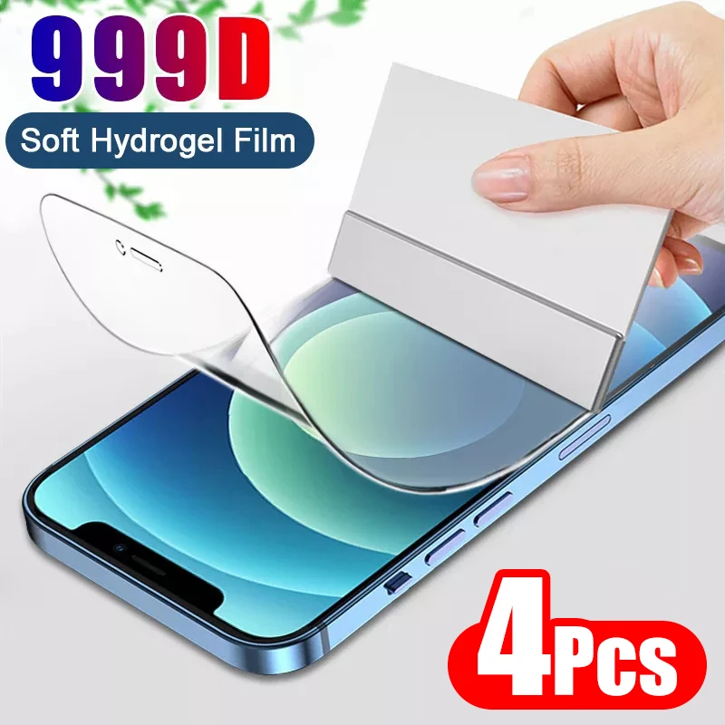 

4PCS Full Cover Hydrogel Film Screen Protector For iPhone 7 8 6 6s Plus Screen Protector For iPhone X XR XS MAX 11 12 13 Pro Max