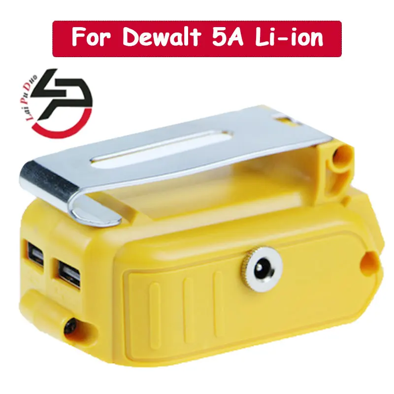 

5A Converter Battery Charger Suitable for Dewalt 20V Li-ion Battery with 12V DC Interface Compatible with Dual USB