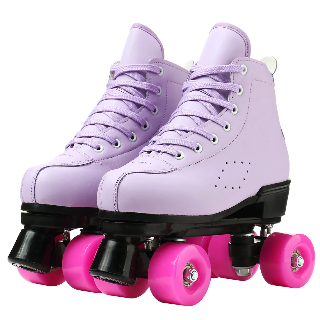 

Pu Leather Skate Shoes 4 Flash Wheels Roller Skates Wheel Rollers Professional Skating Sneakers Training For Adult Women Gift