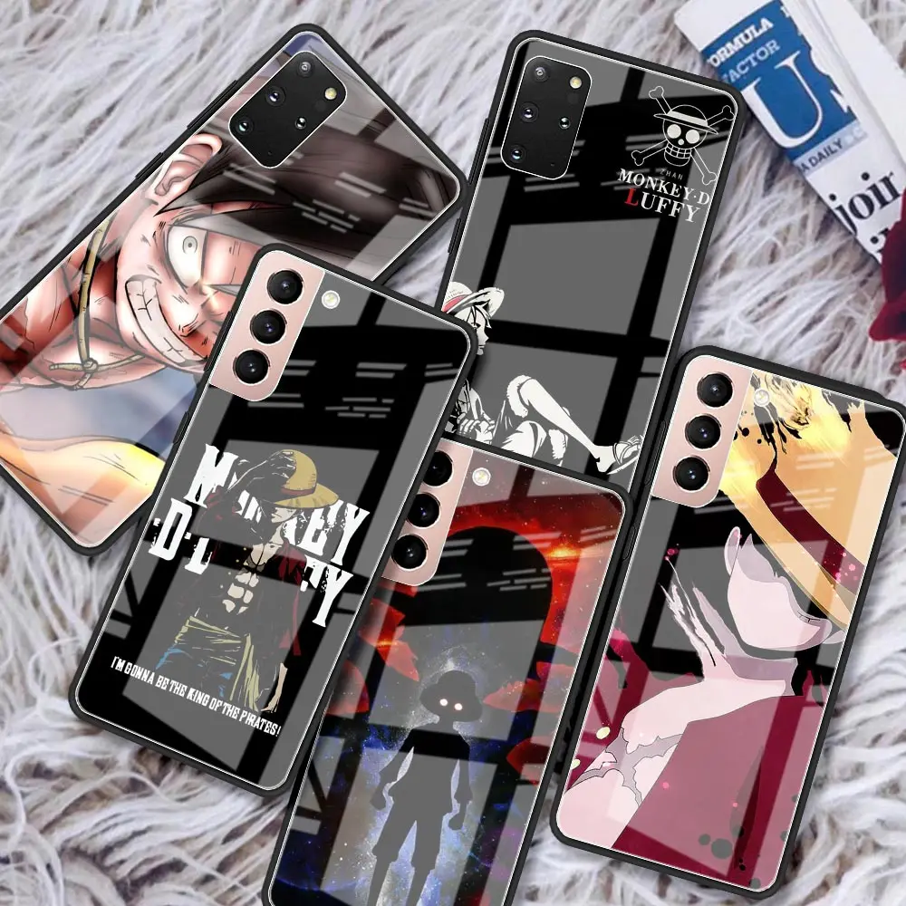 Tempered Glass Case For Samsung Galaxy S20 FE S21 S22 Ultra S10 S9 Plus Note 10 Lite Japanese anime one piece luffy Phone Cover