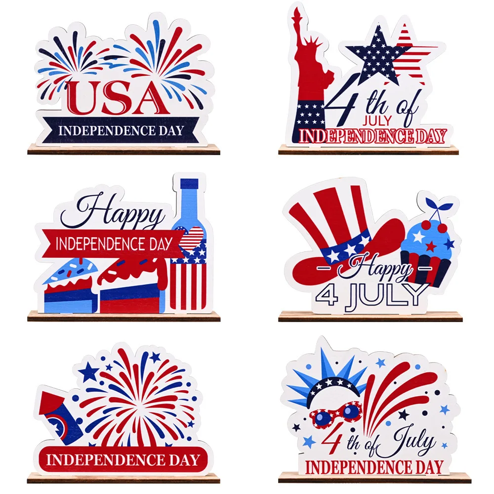 

American Independence Day Wooden Ornaments Happy 4th Of July USA National Day Party Decoration For Home Patriotic Decor Supplies